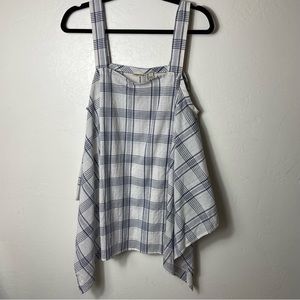 Anthropologie Holding Horses Madras Plaid Trapeze tunic tank top blouse Medium